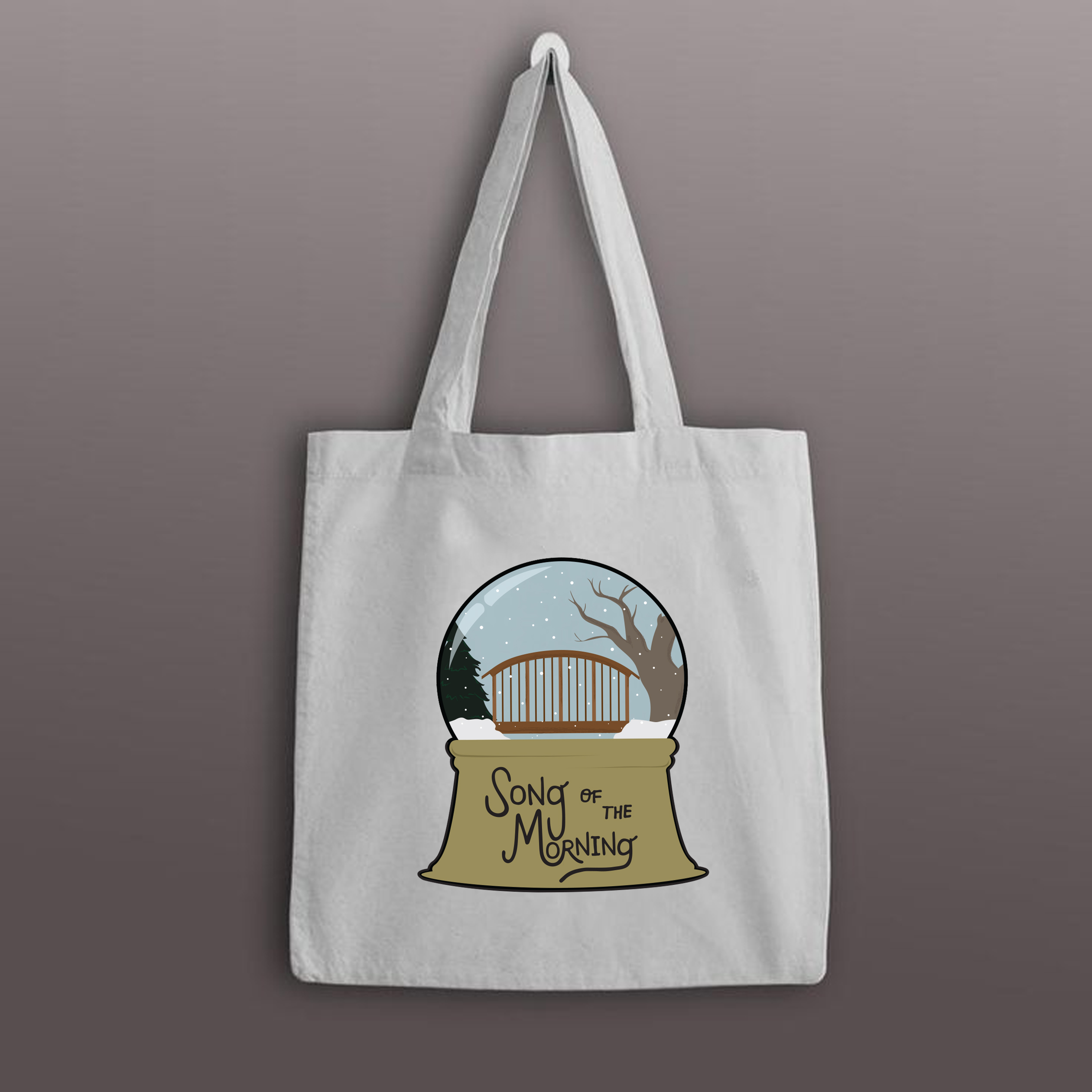 Mock up of design on tan tote bag