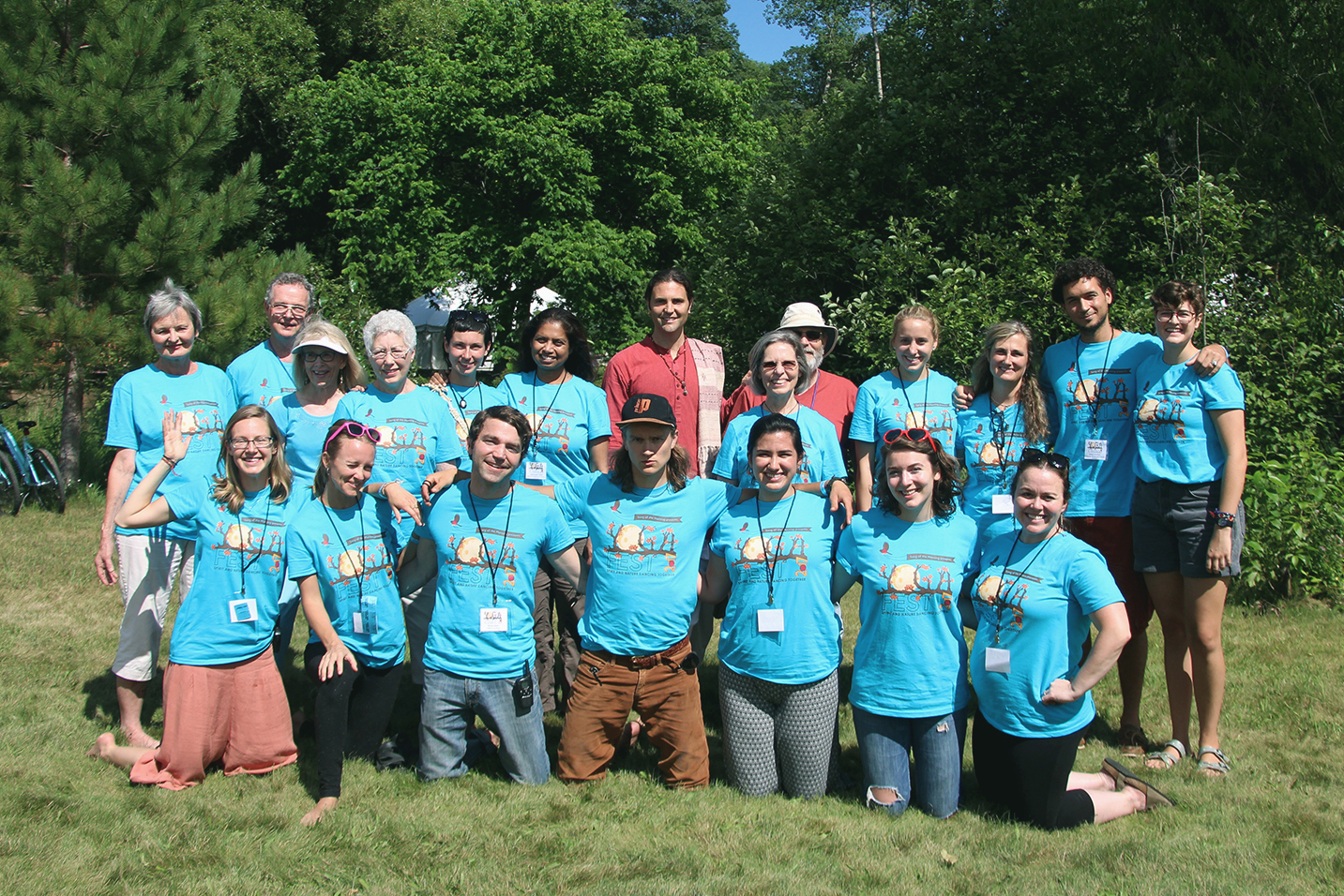 Group photo of festival workers in event t-shirts